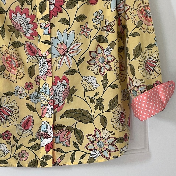 Talbots Button Down Shirt - Yellow Floral - Picture 7 of 16